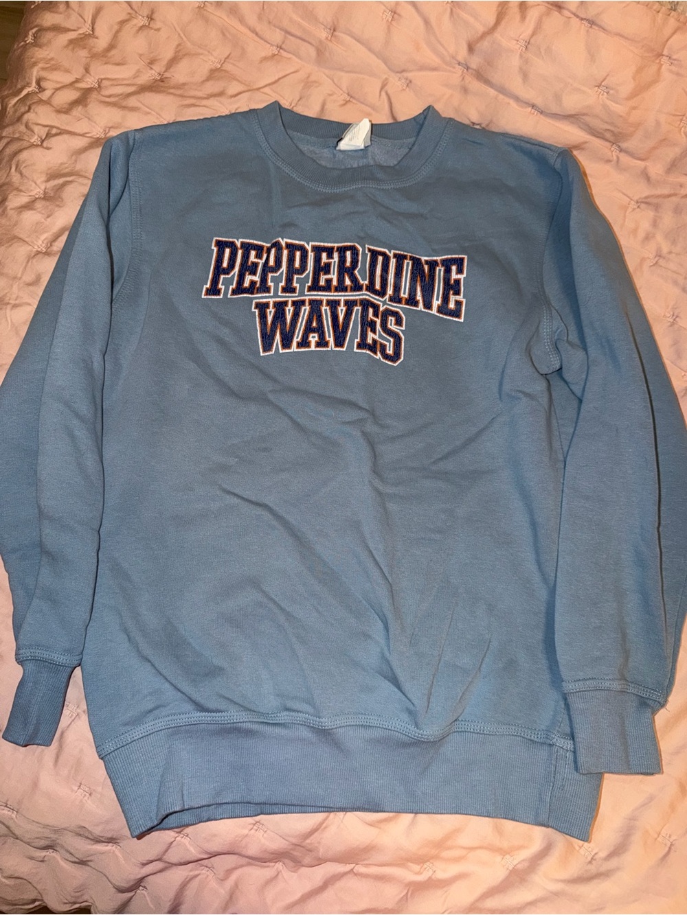 Pepperdine Waves Light Blue Crewneck Sweatshirt